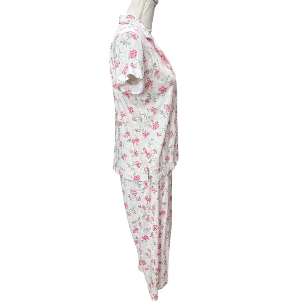 Lauren Ralph Lauren Floral Pajama Set Pink White Cottagecore Small - Picture 9 of 11